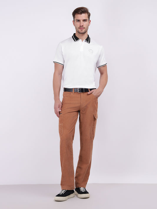 Iconic Men White Solid Polo Tshirt