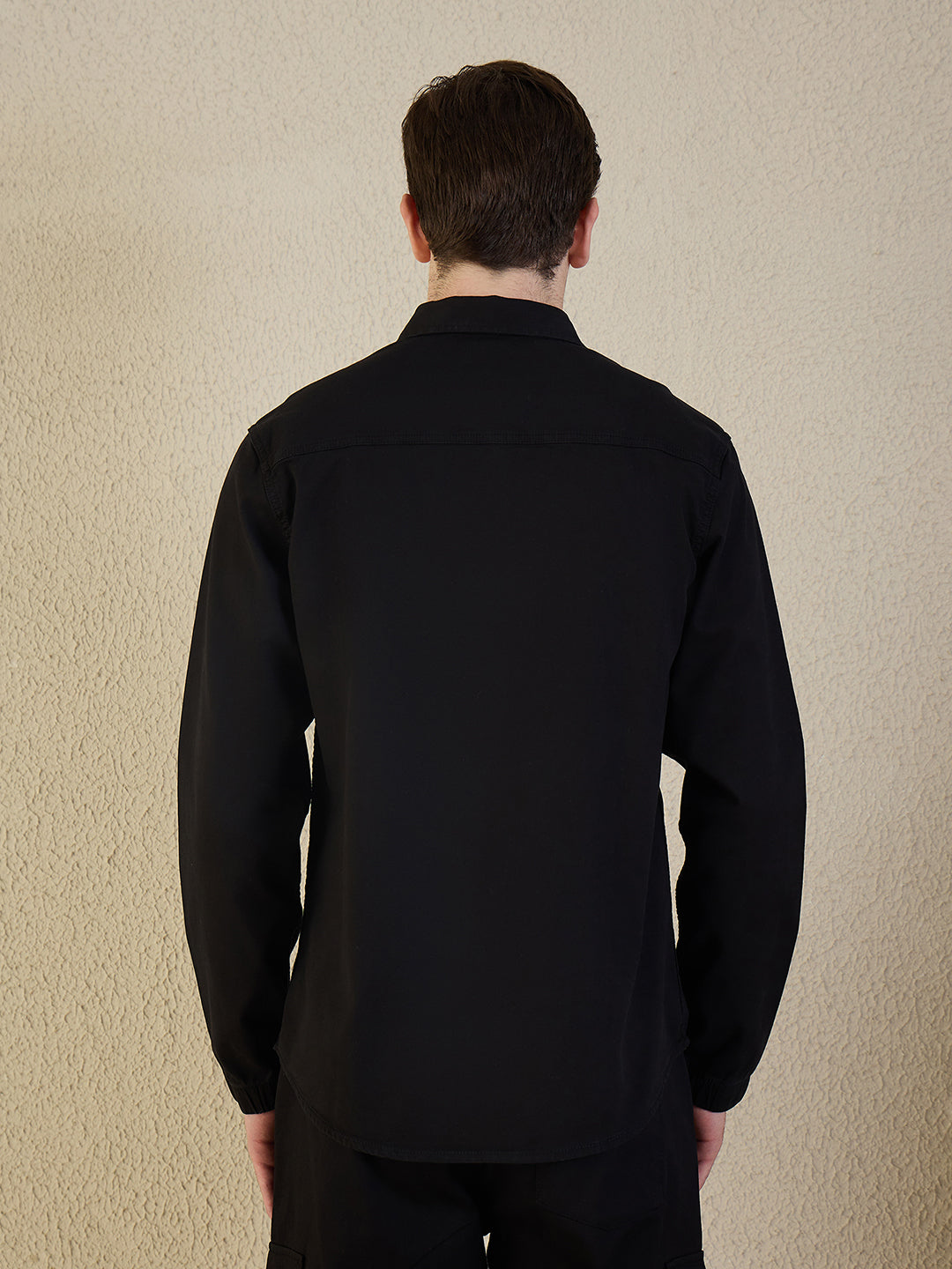 Iconic Men Black Solid Collared Shirt