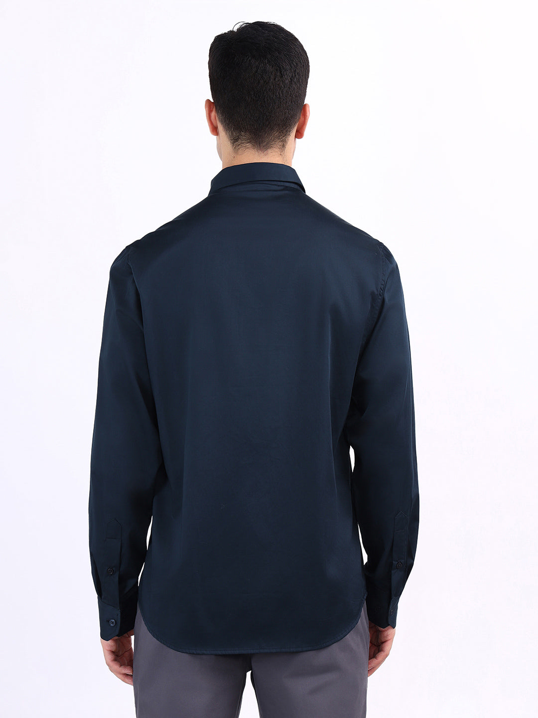 Iconic Men Blue Solid Collar Shirt