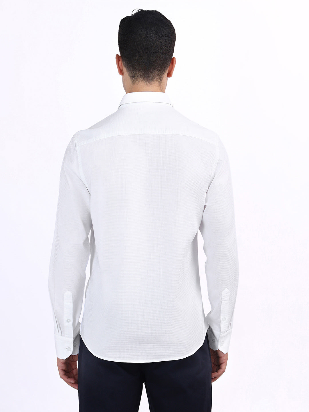 Iconic Men White Textured Collar Shirt