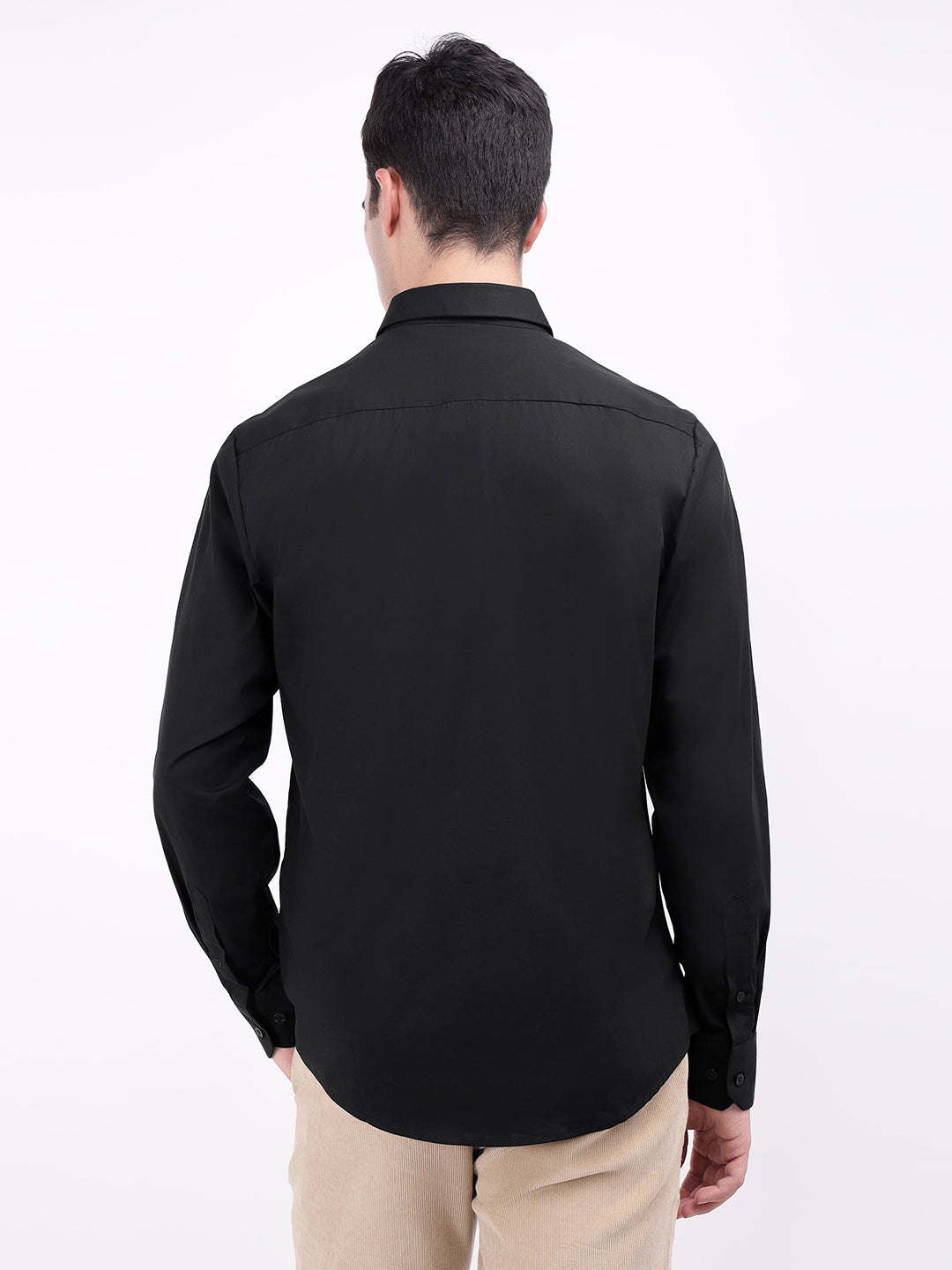 Iconic Men Black Solid Collar Shirt