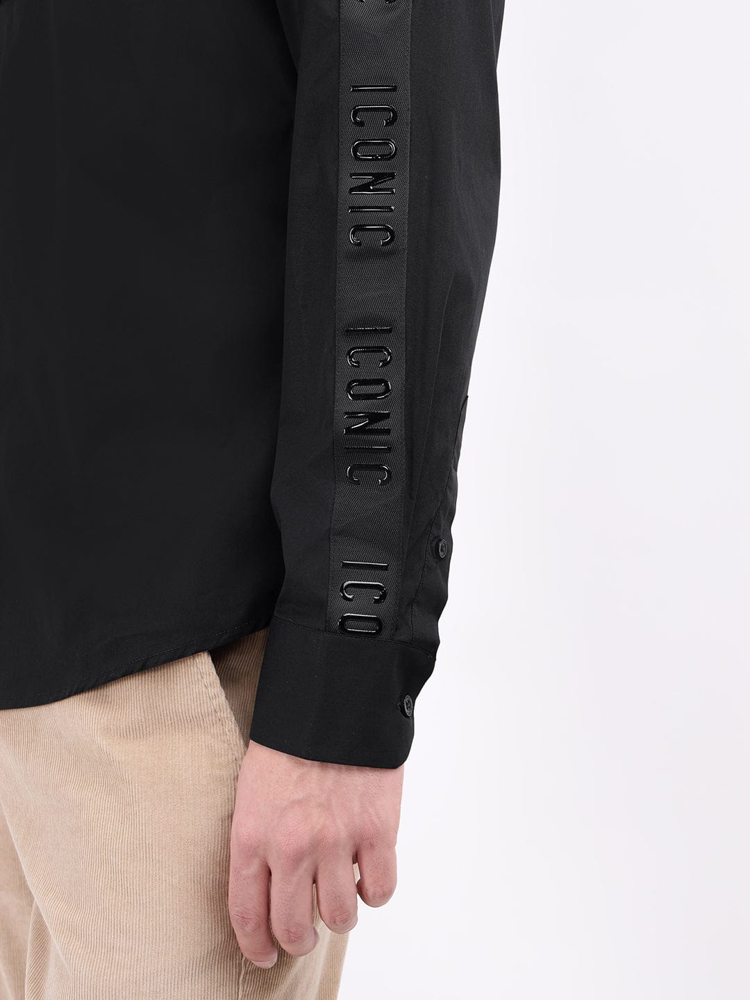 Iconic Men Black Solid Collar Shirt