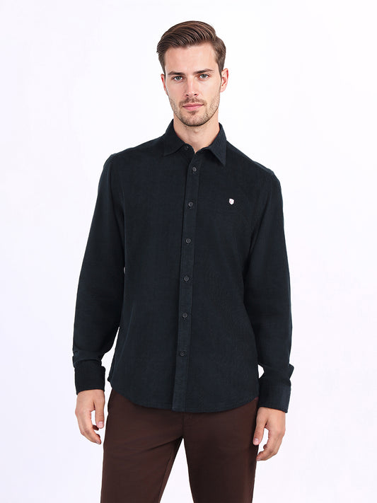 Iconic Men Blue Solid Collar Shirt