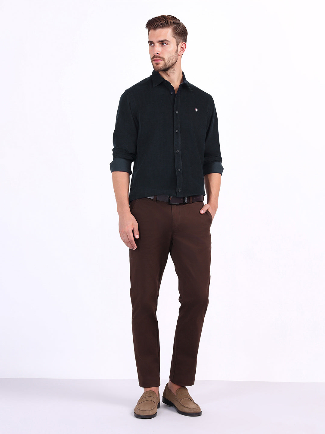 Iconic Men Blue Solid Collar Shirt