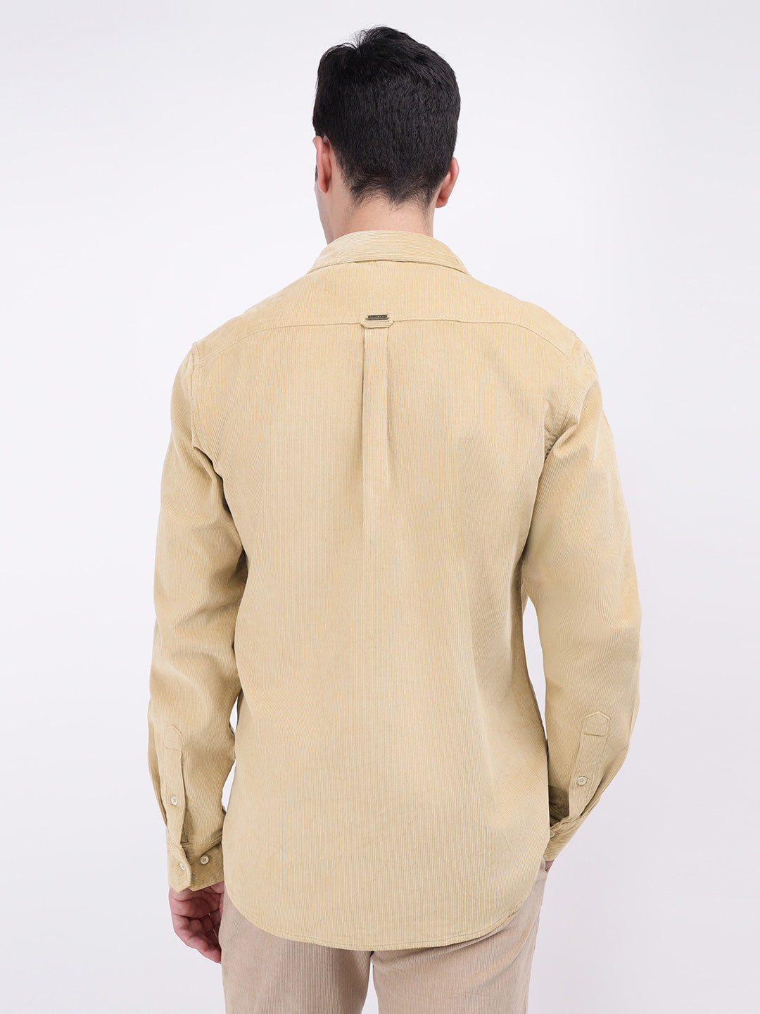 Iconic Men Beige Solid Collar Shirt
