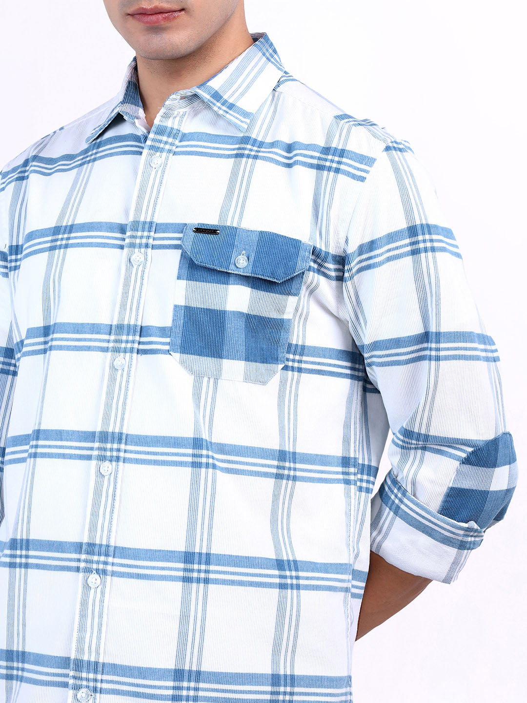 Iconic Men White Checks Collar Shirt