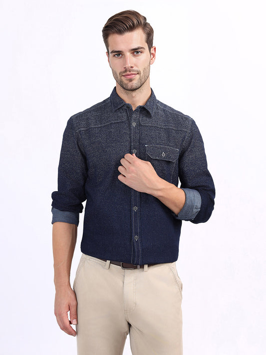 Iconic Men Blue Printed Collar Shirt