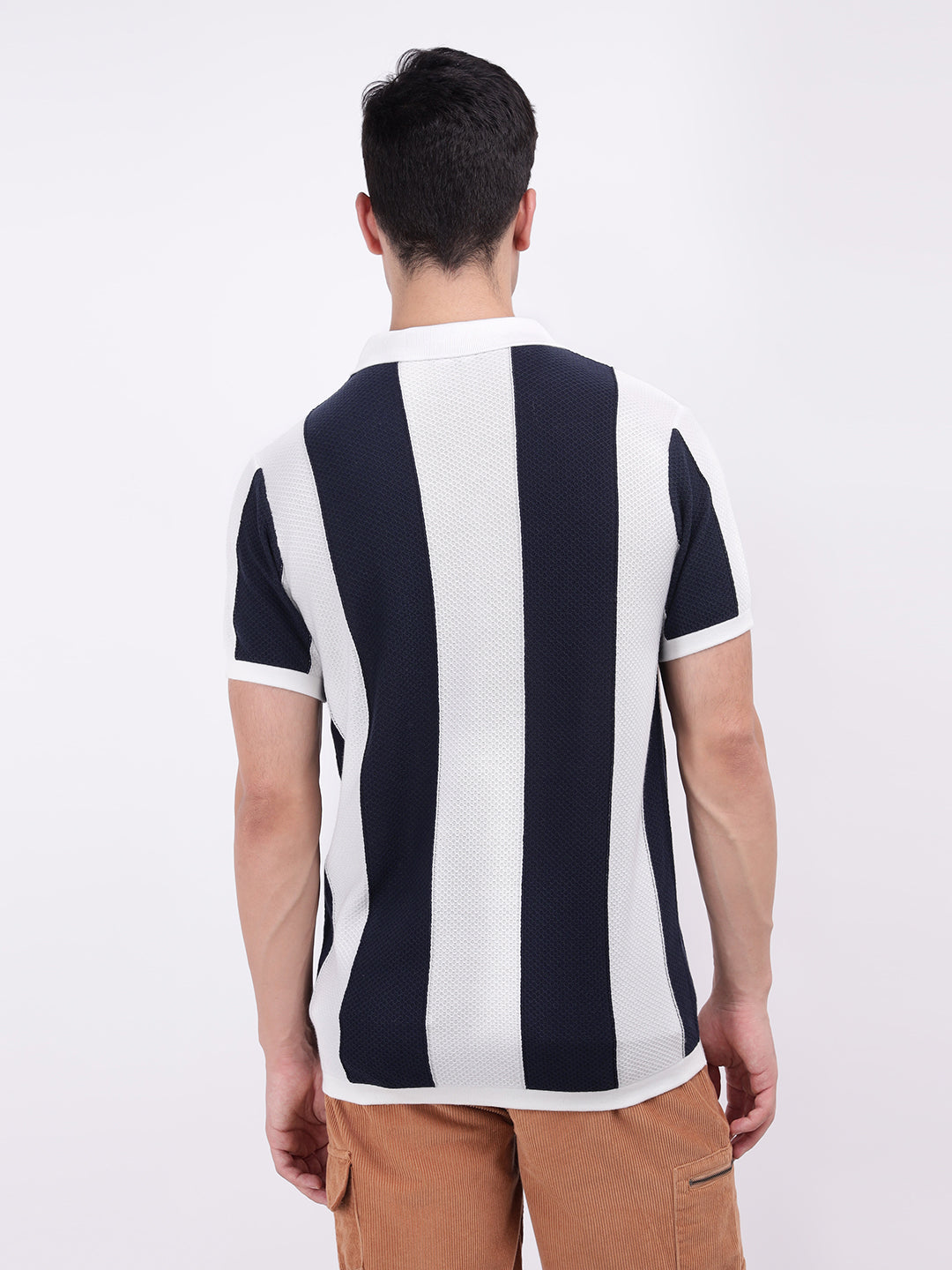 Iconic Men Blue Striped Resort Collar Shirt