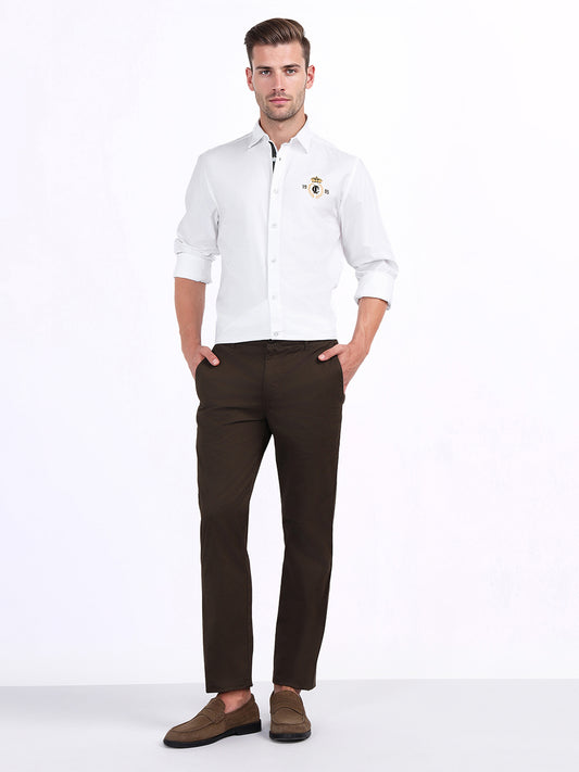 Iconic Men White Solid Collar Shirt