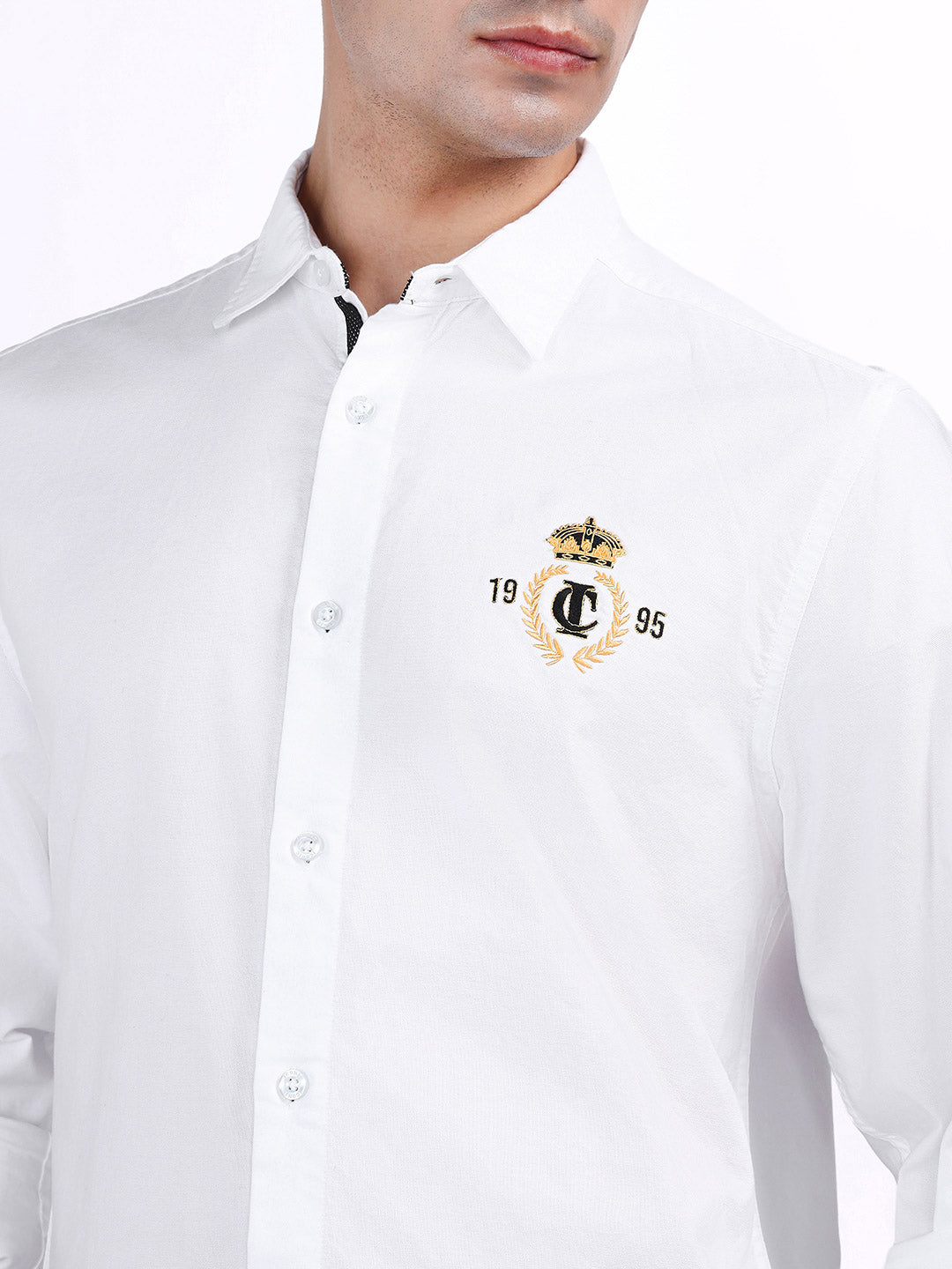 Iconic Men White Solid Collar Shirt