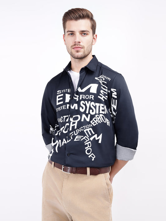 Iconic Men Blue Solid Collar Shirt