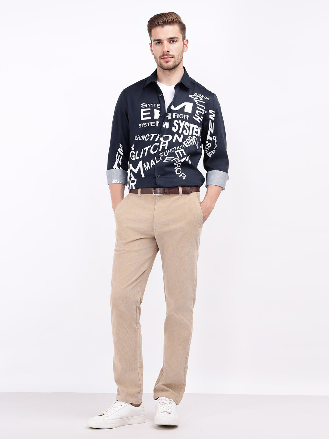 Iconic Men Blue Solid Collar Shirt