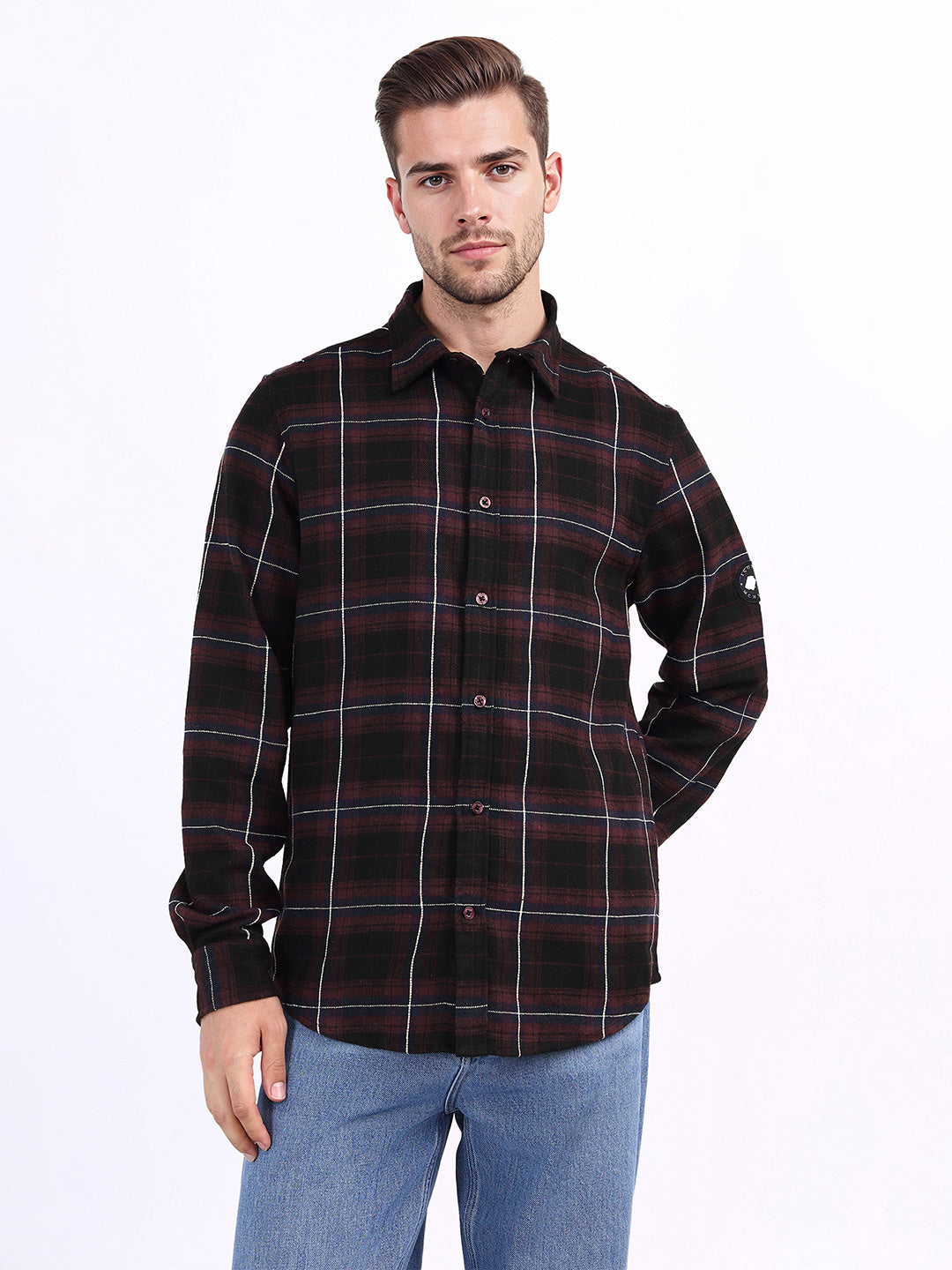 Iconic Men Red Solid Collar Shirt