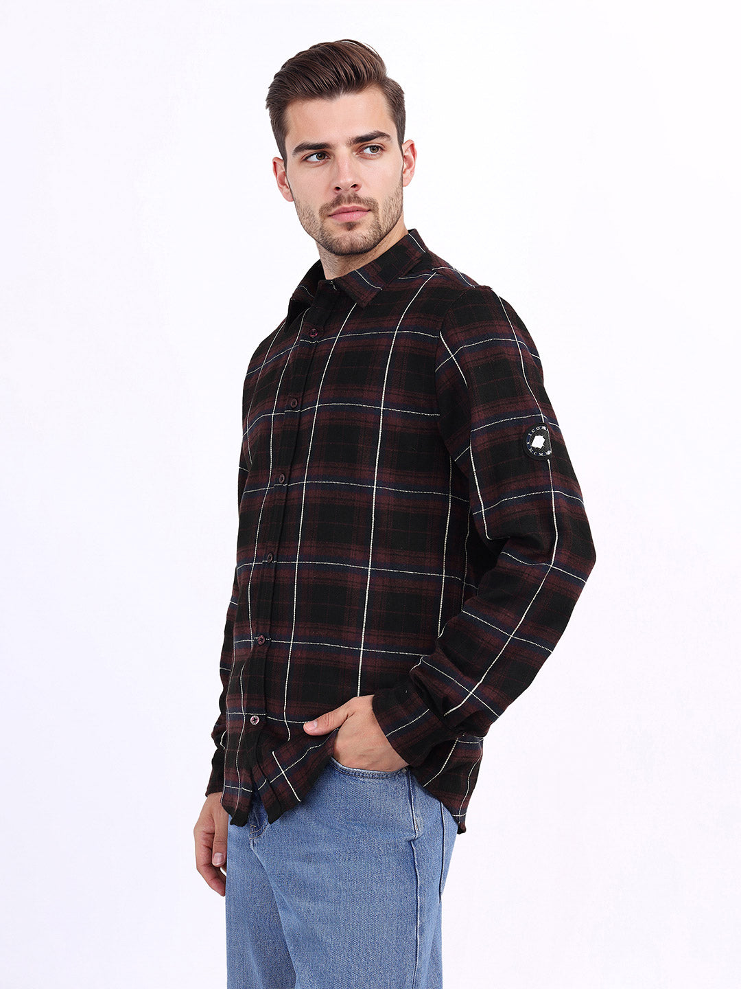 Iconic Men Red Solid Collar Shirt