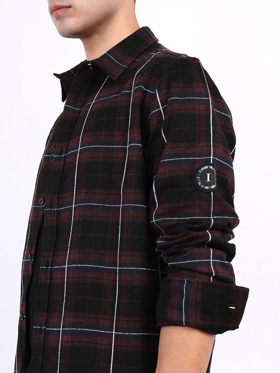 Iconic Men Red Solid Collar Shirt