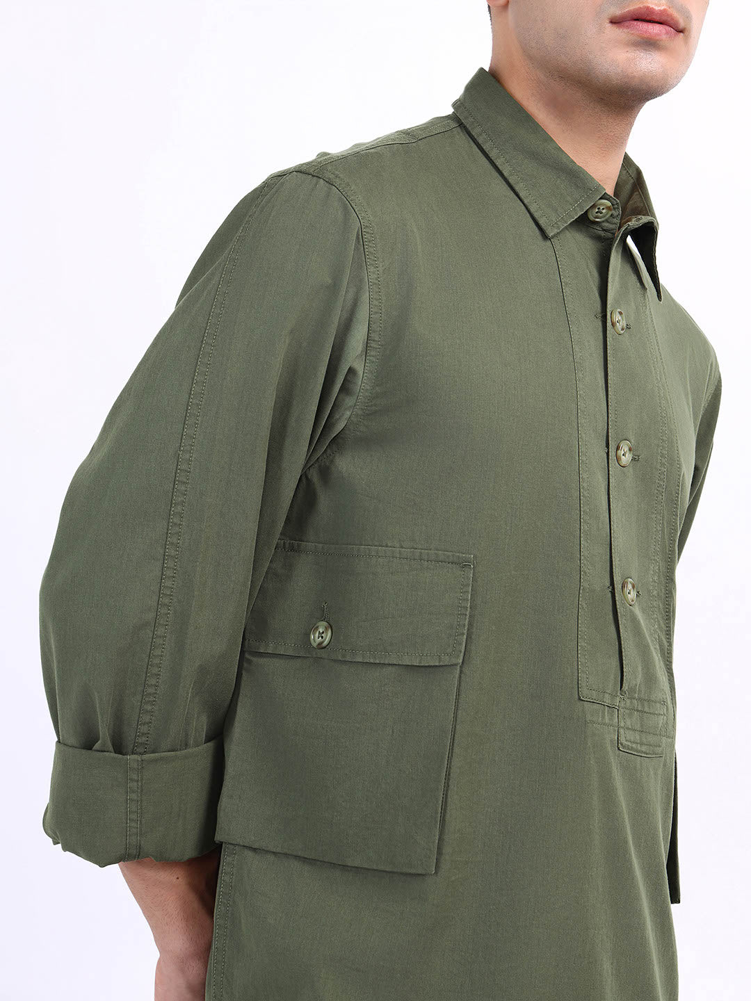 Iconic Men Green Solid Collar Shirt