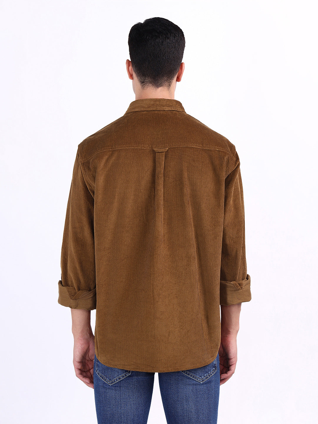 Iconic Men Brown Solid Collar Shirt