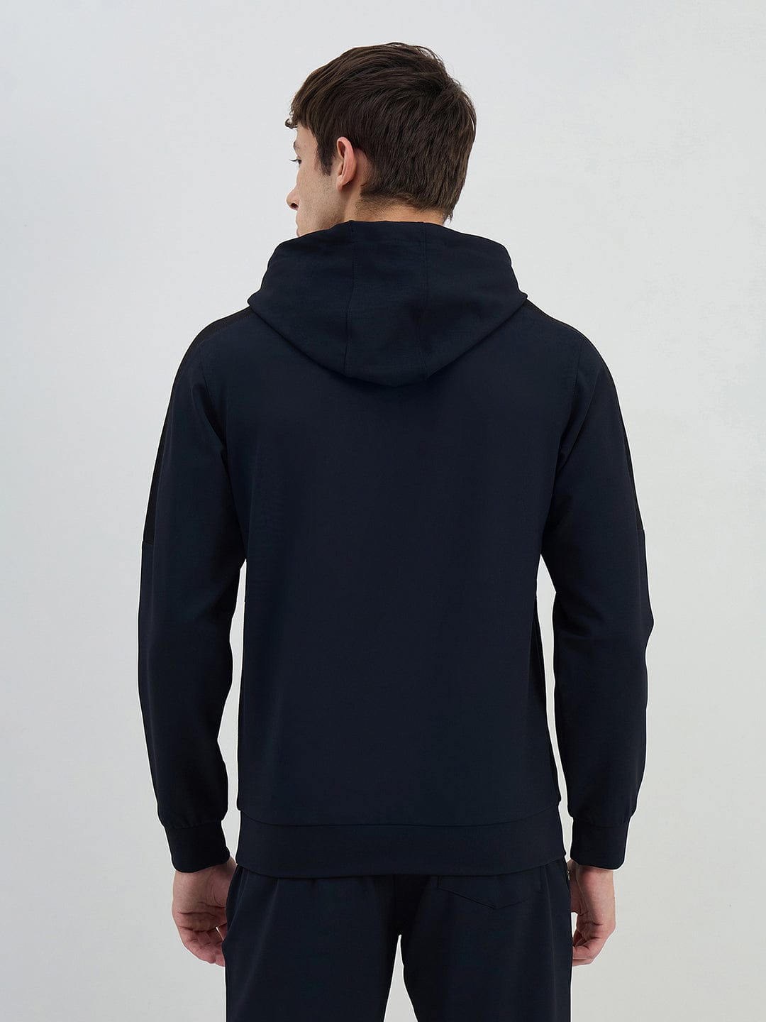 Iconic Men Navy Blue Solid Hoodie