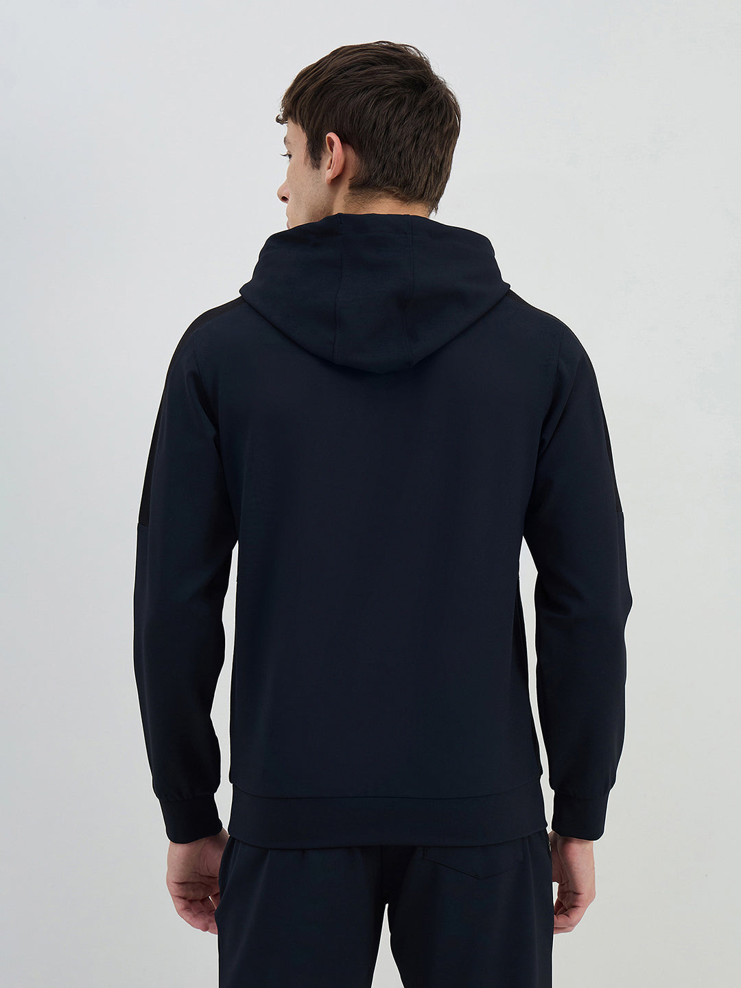 Iconic Men Navy Blue Solid Hoodie