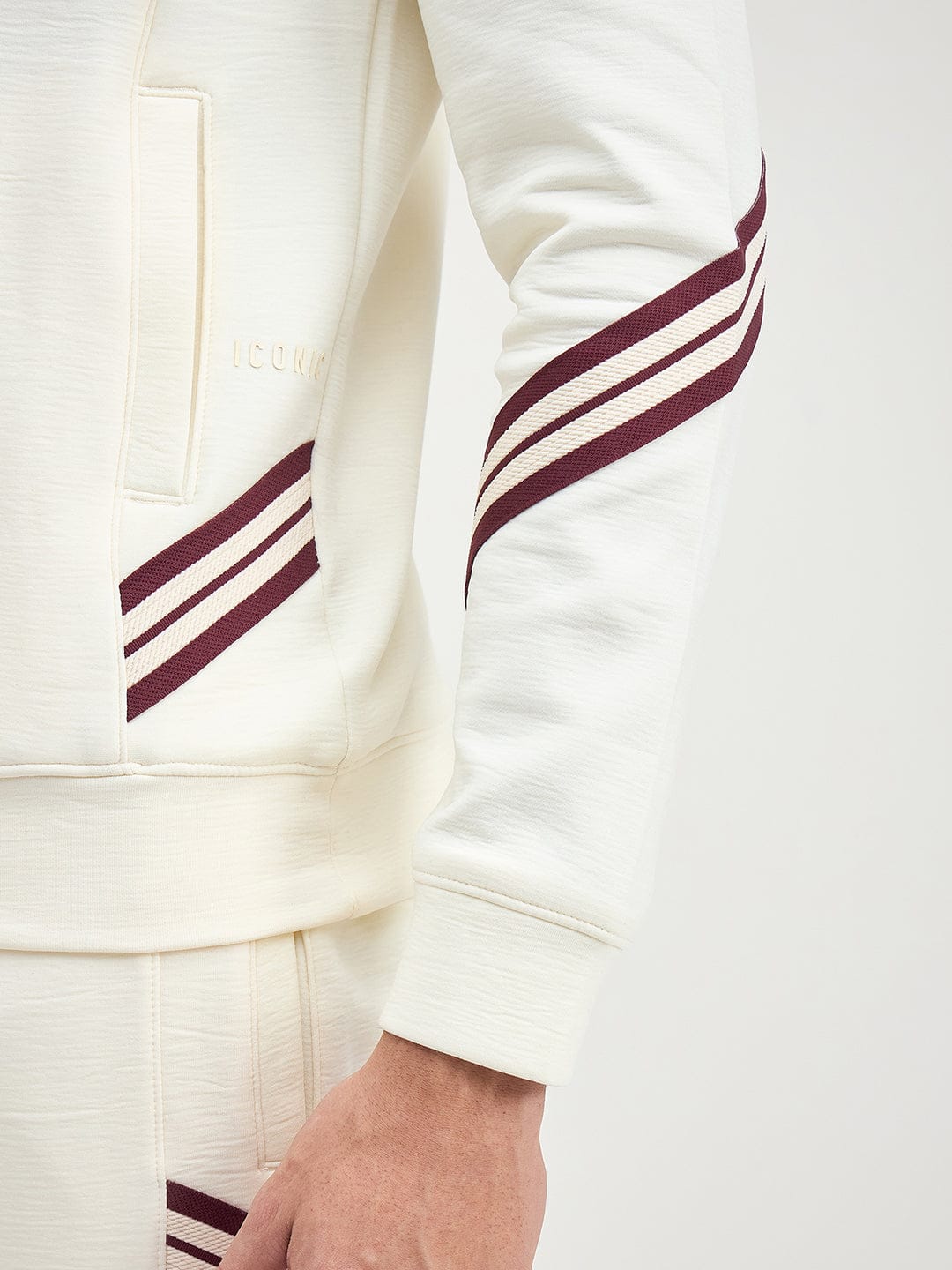 Iconic Men White Solid High Neck Sweatshirt