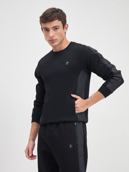 Iconic Men Black Solid Round Neck Sweatshirt