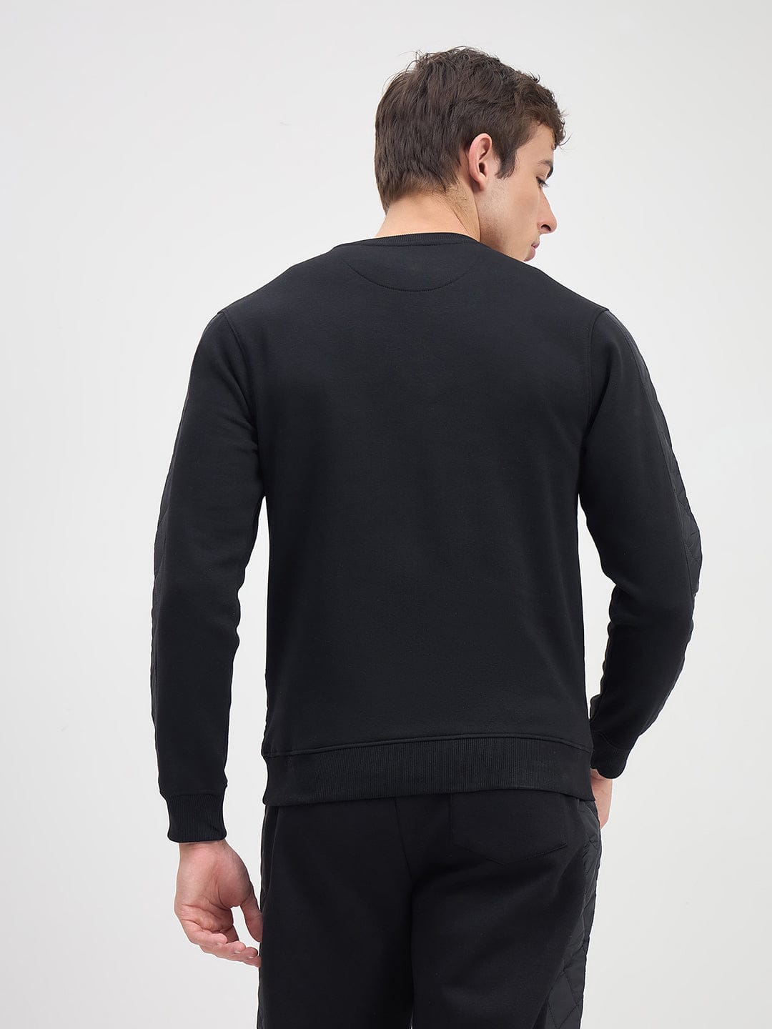Iconic Men Black Solid Round Neck Sweatshirt