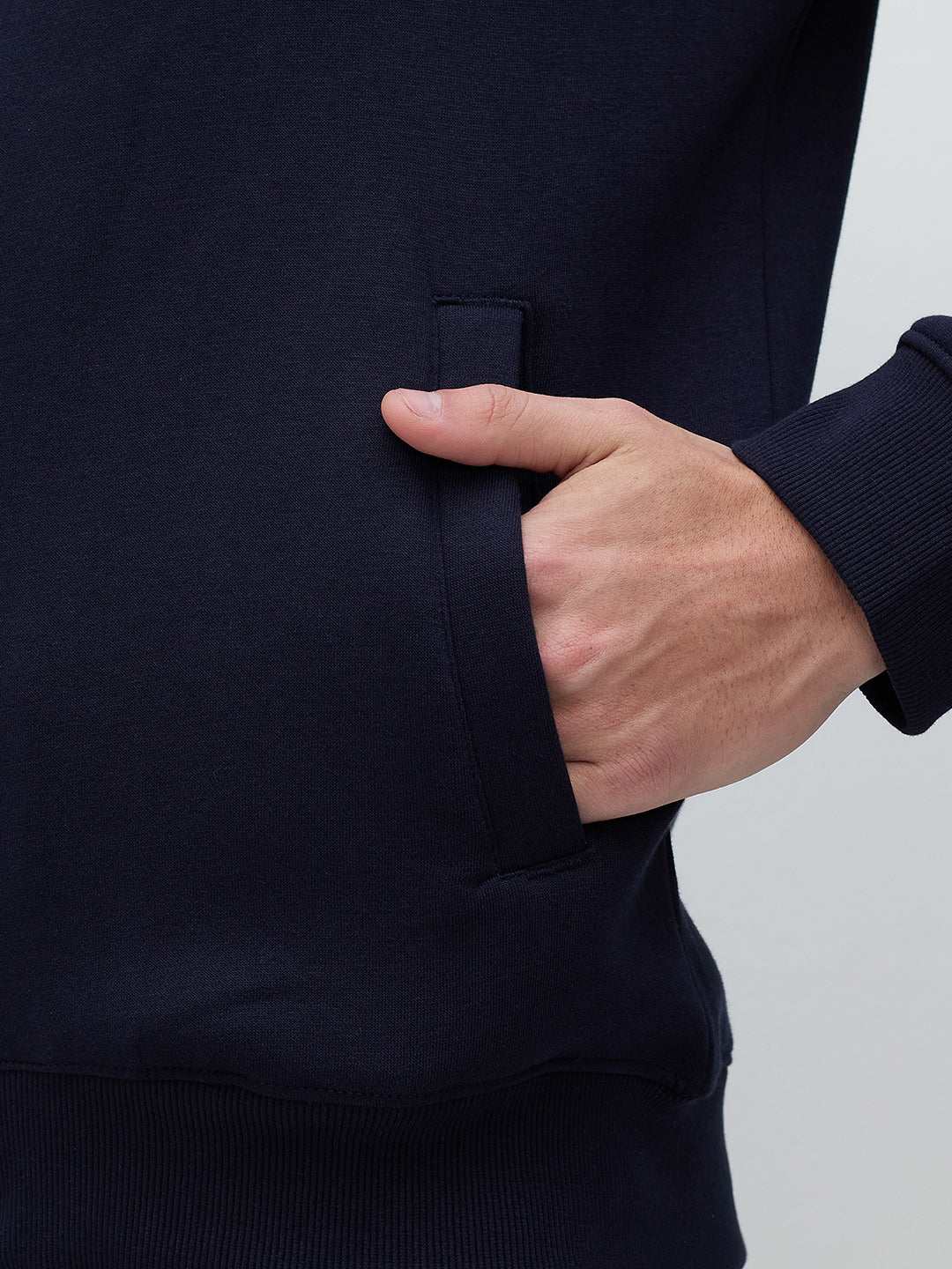 ICONIC Men Navy Blue Hooded Sweatshirt