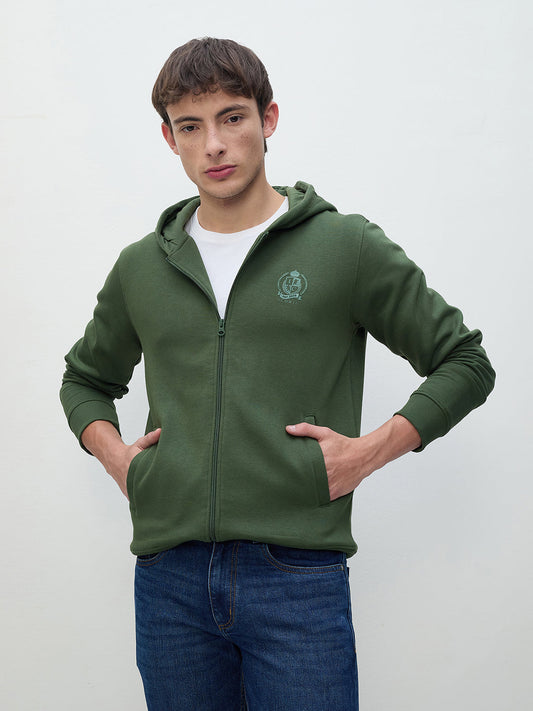 ICONIC Men Green Hooded Sweatshirt