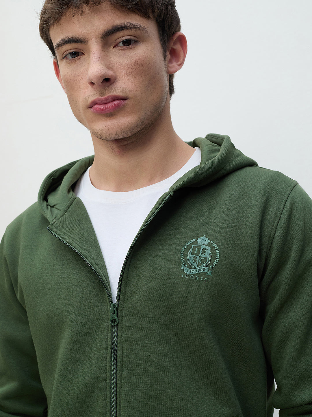 ICONIC Men Green Hooded Sweatshirt