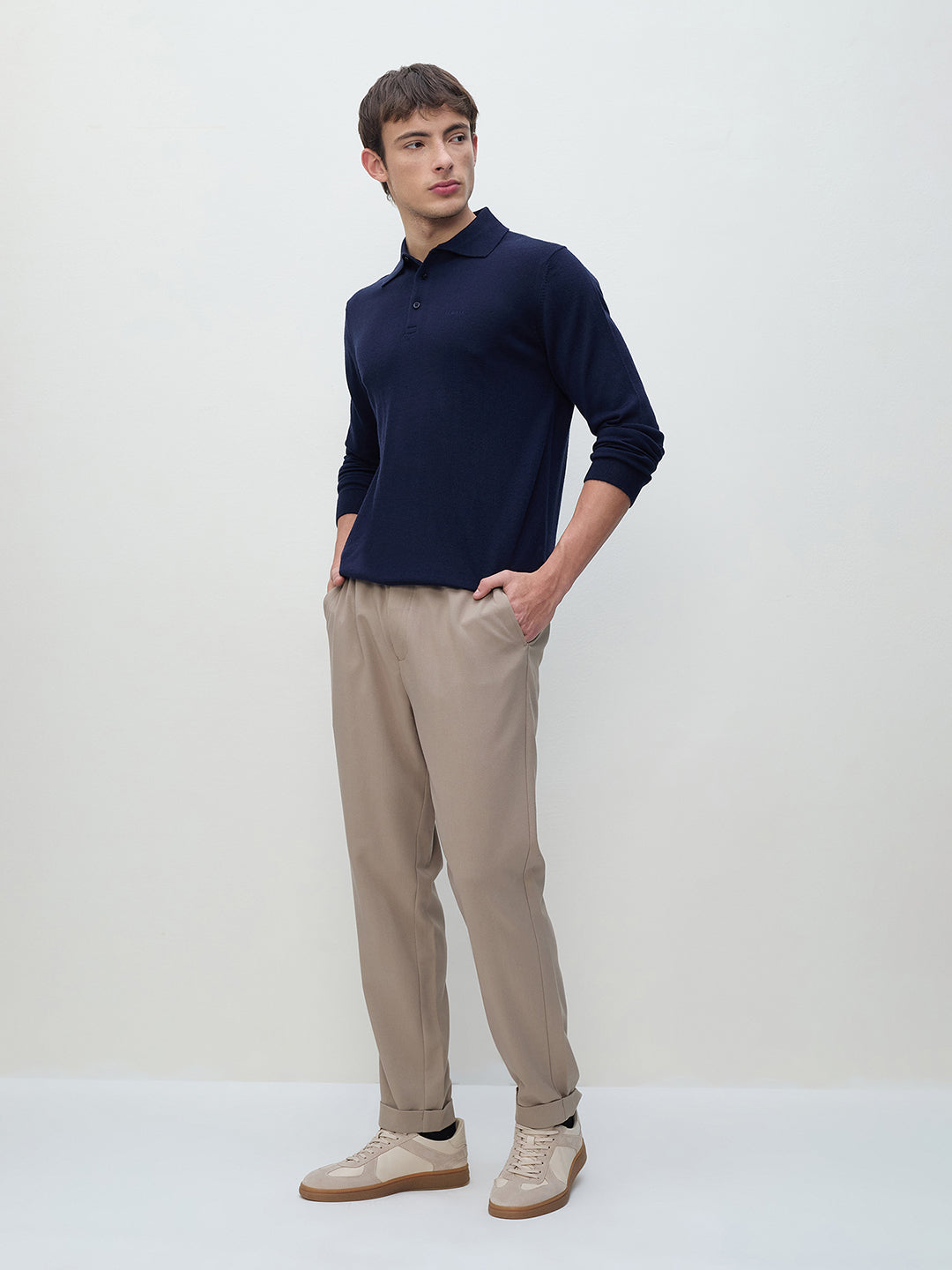 ICONIC Men Navy Blue Regular Fit Sweater