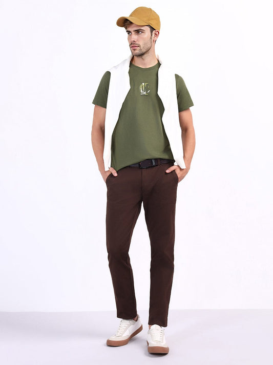 Iconic Men Green Solid Tshirt