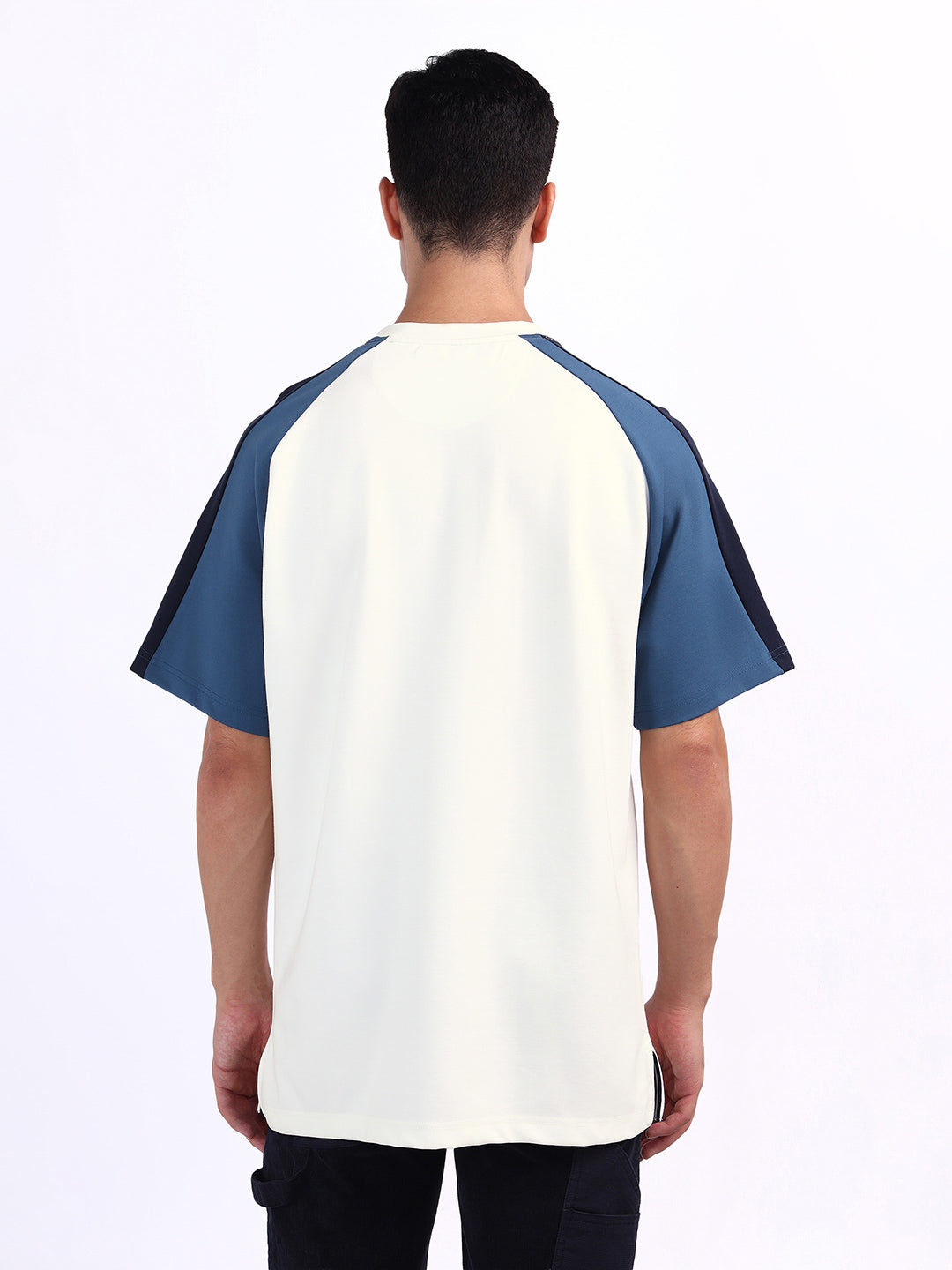 Iconic Men White Coloublocked Crew Neck Tshirt