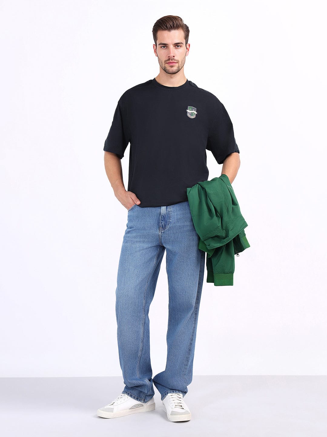 Iconic Men Blue Solid Crew Neck Tshirt