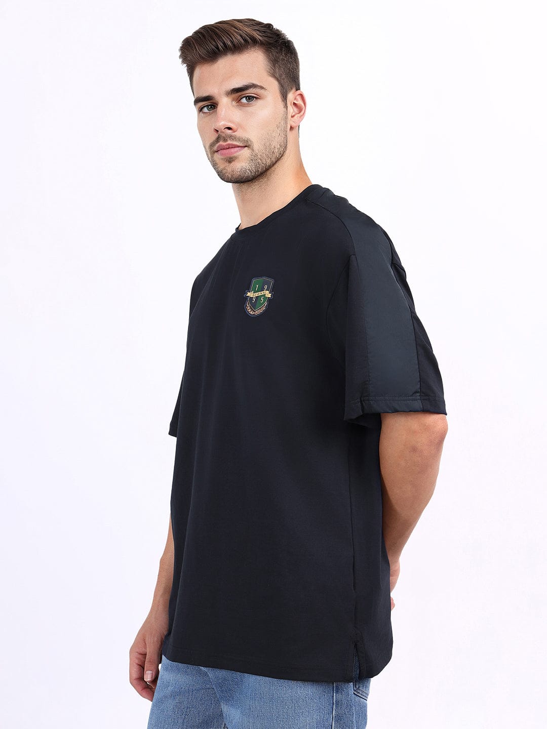 Iconic Men Blue Solid Crew Neck Tshirt