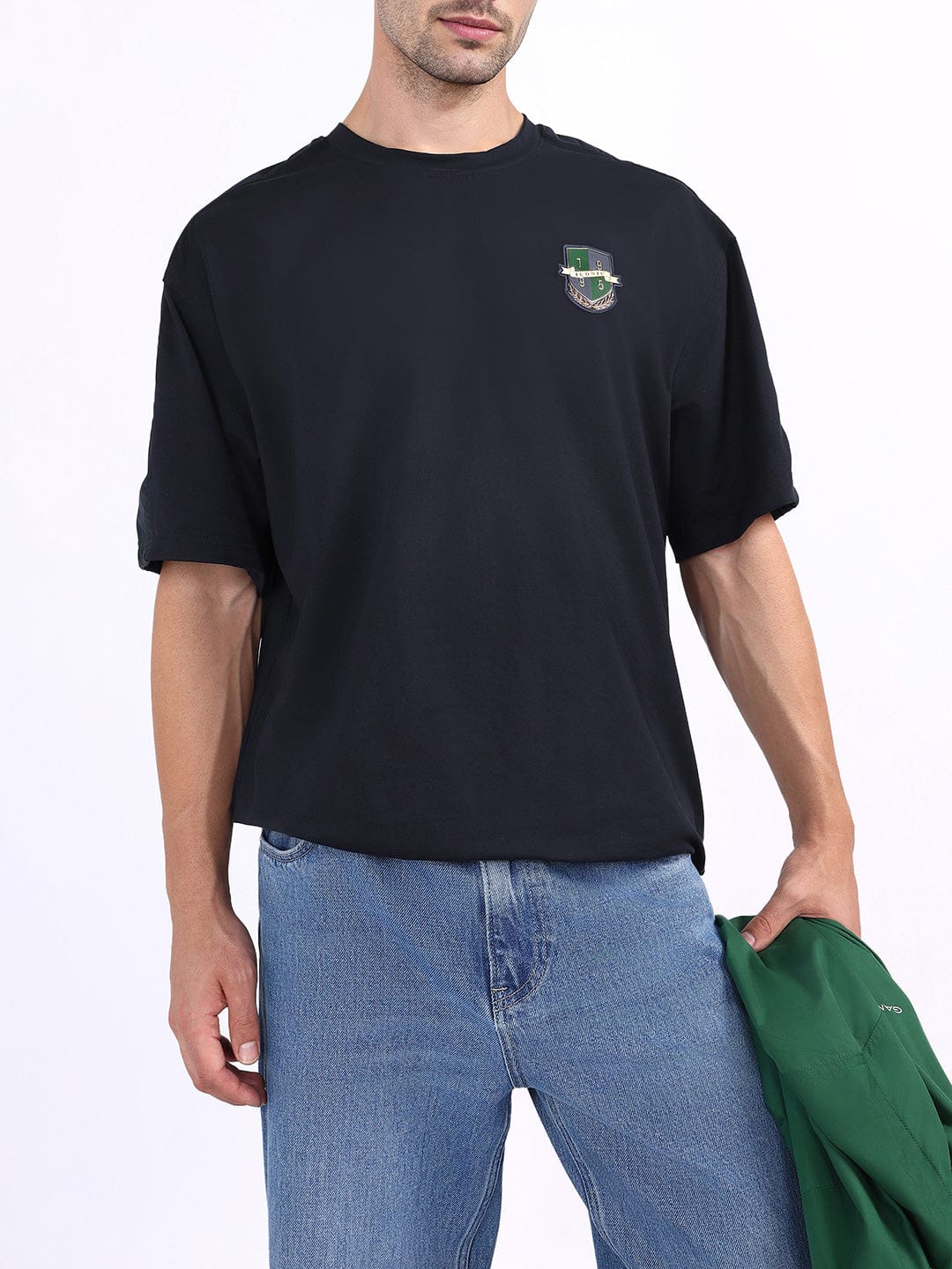 Iconic Men Blue Solid Crew Neck Tshirt