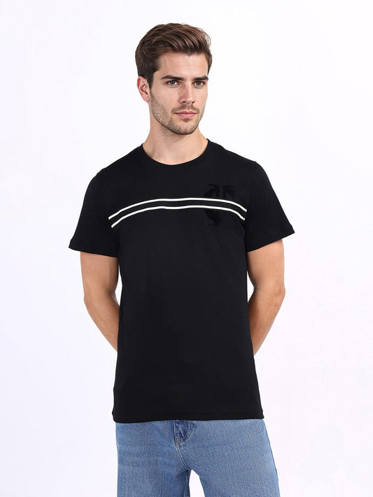 Iconic Men Black Solid Crew Neck Tshirt