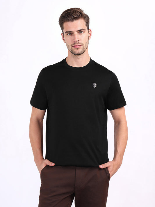 Iconic Men Black Solid Crew Neck Tshirt