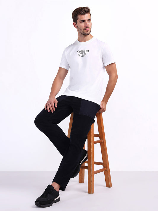 Iconic Men White Solid Crew Neck Tshirt