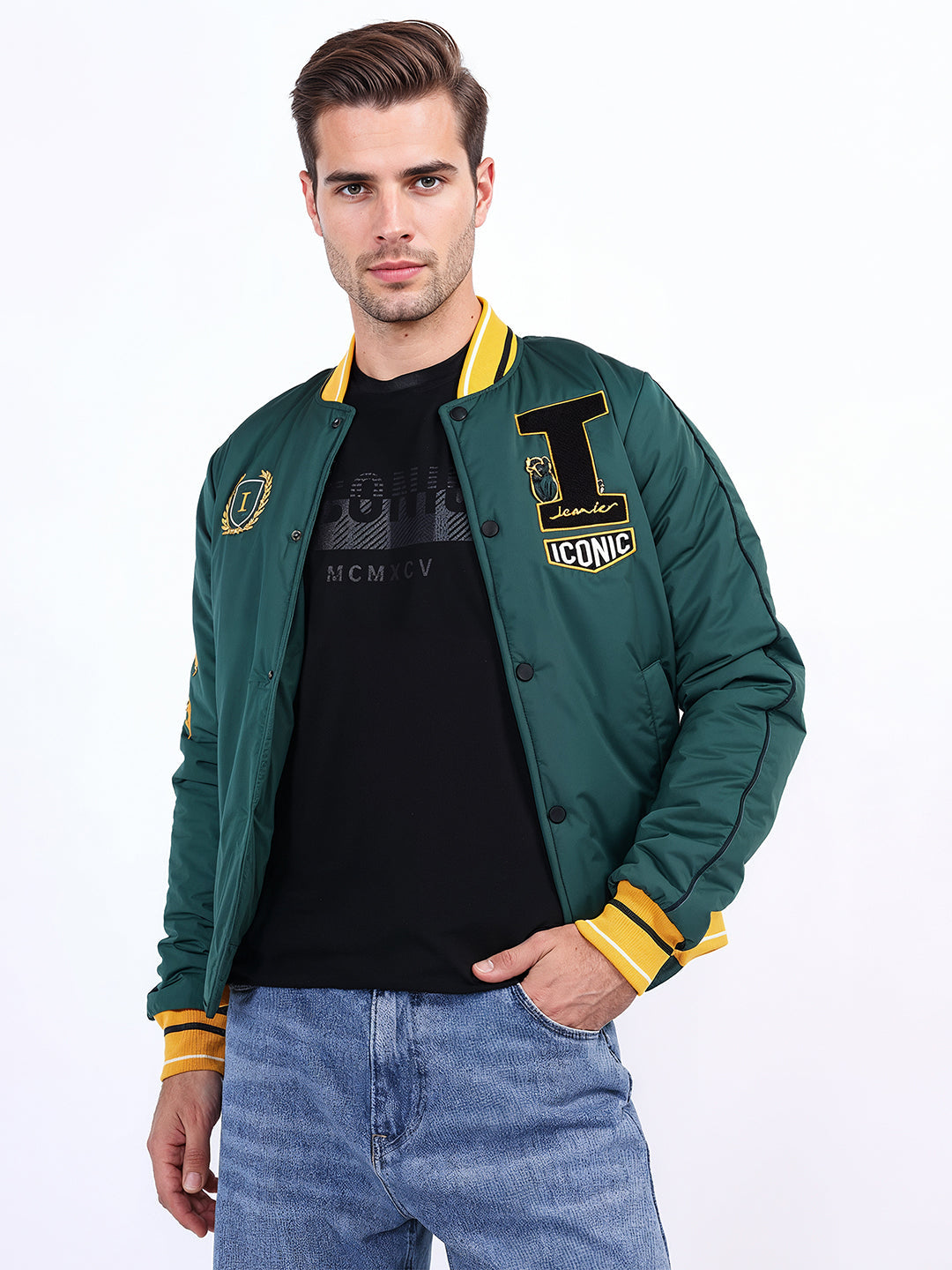 ICONIC Mens Black Logo Round Neck T-Shirt