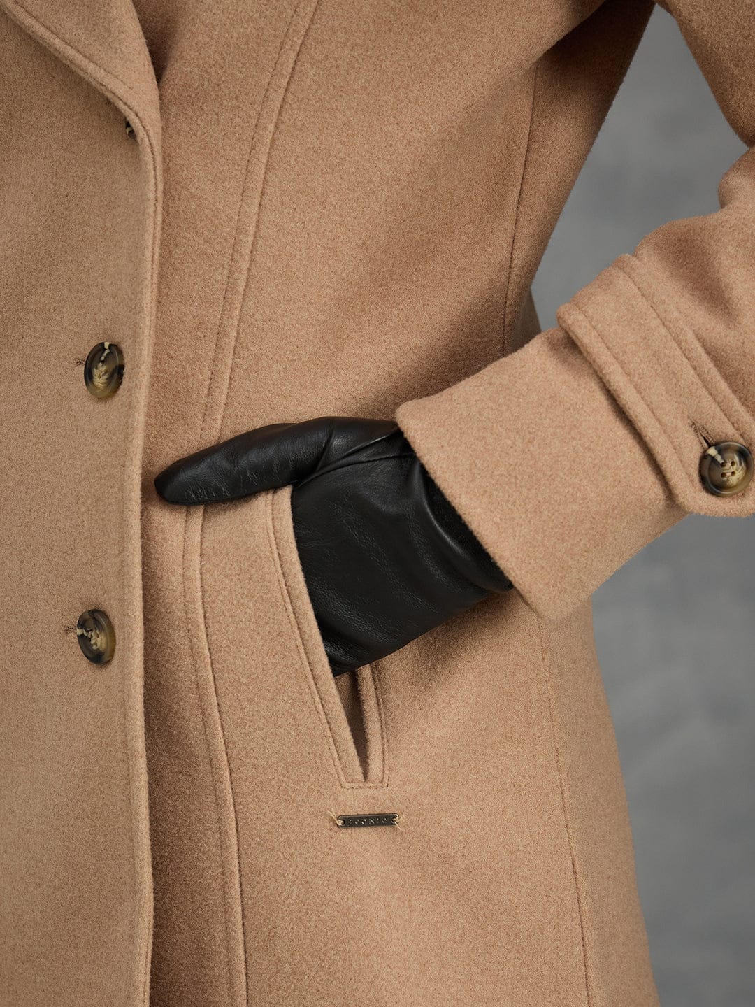 Iconic Women Brown Solid Lapel Collar Overcoat