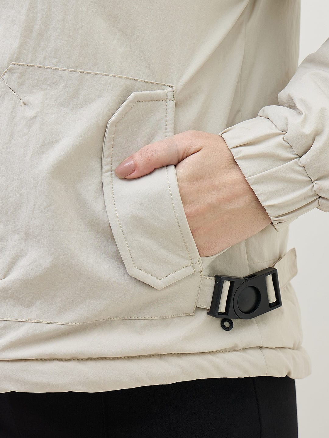 ICONIC Women Grey High Neck Regular Fit Hooded Jacket