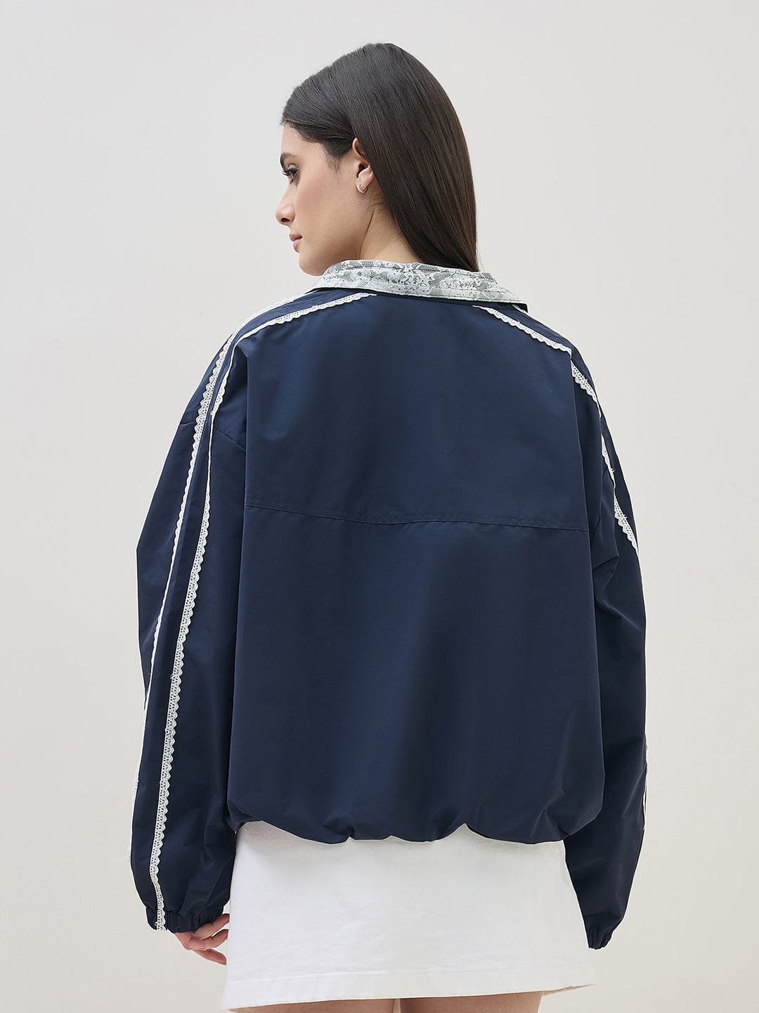 ICONIC Women Teal Blue Polo Collar Regular Fit Jacket