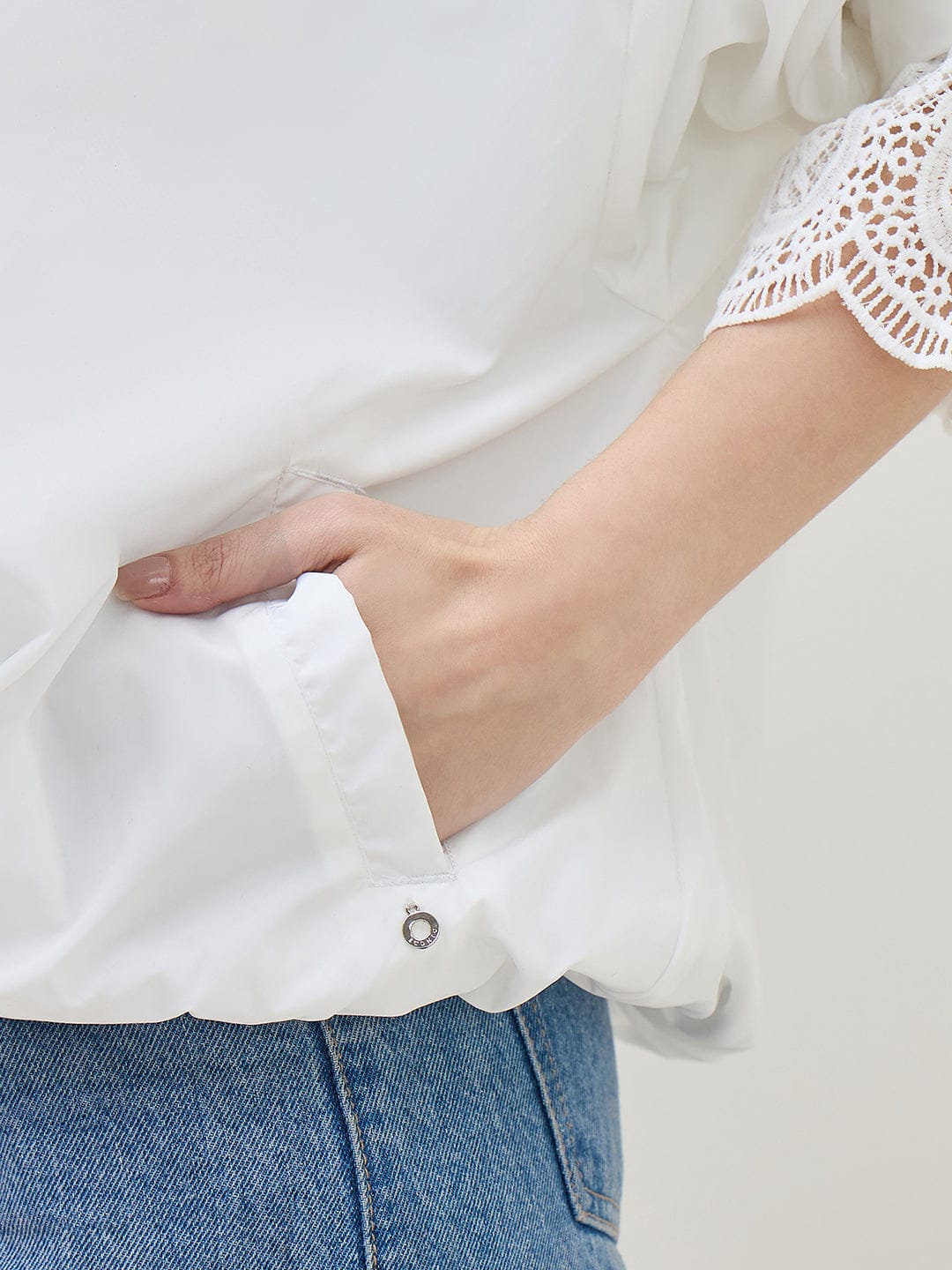 ICONIC Women White Hooded Regular Fit Jacket