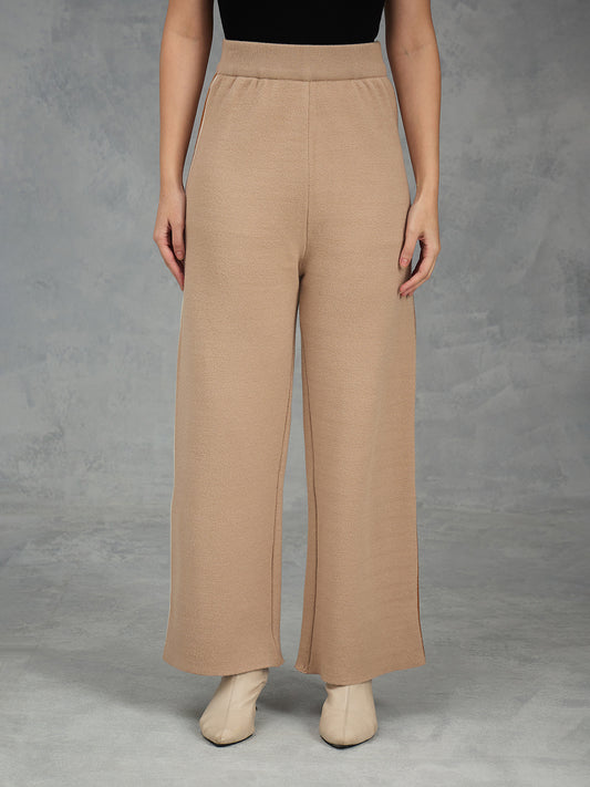 Iconic Women Beige Solid Straight Fit Sweat Pant