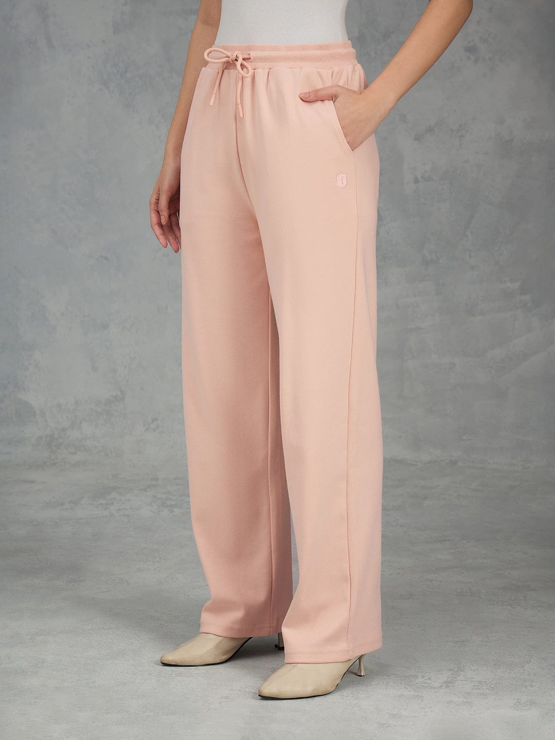 Iconic Women Peach Solid Straight Fit Sweat Pant