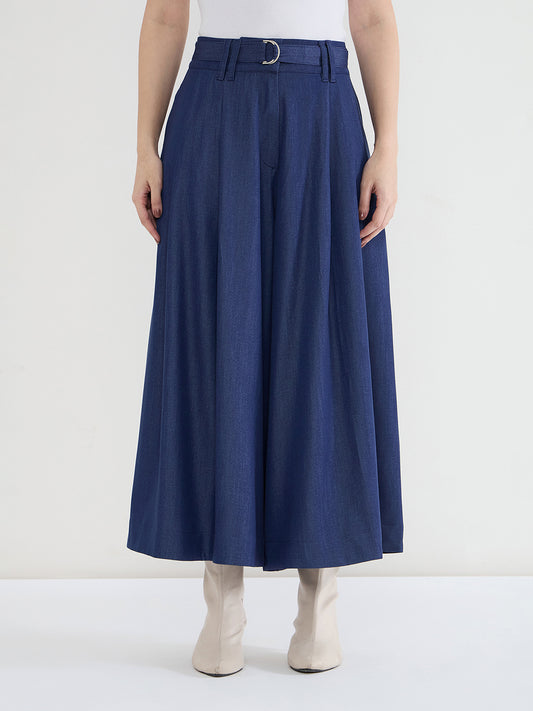 Iconic Women Blue Solid Pure Cotton Pant