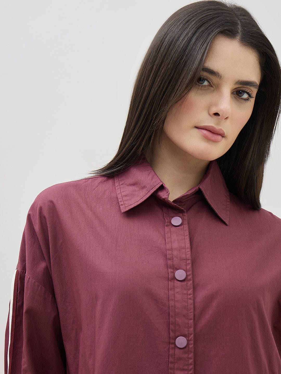 ICONIC Women Maroon Shirt Collar Regular Fit Shirt