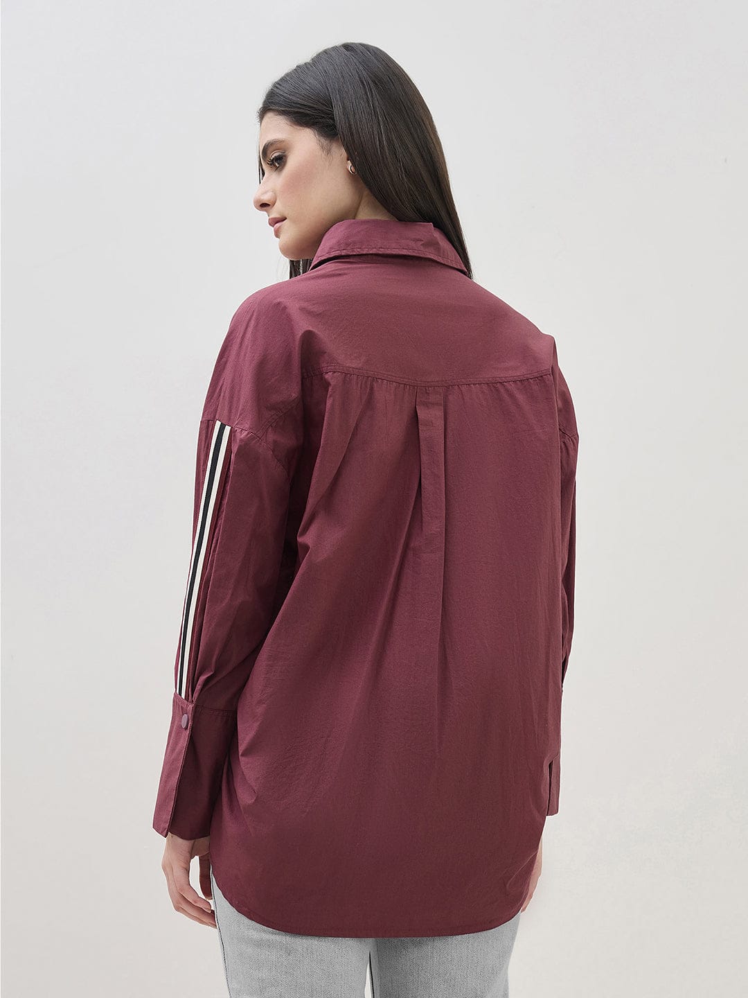 ICONIC Women Maroon Shirt Collar Regular Fit Shirt