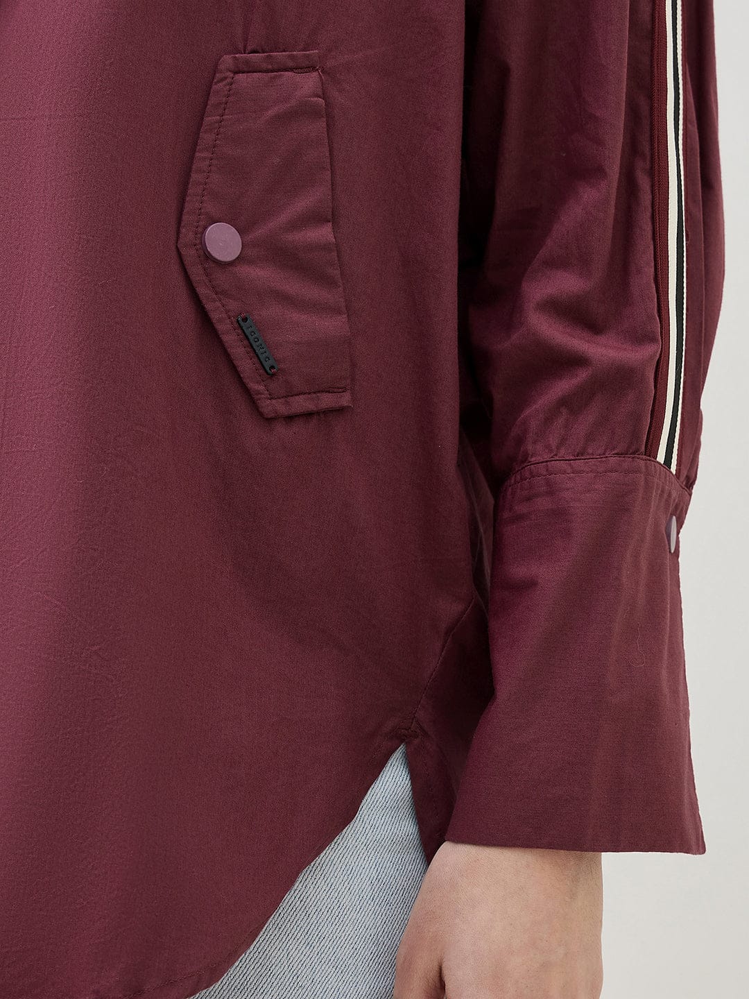 ICONIC Women Maroon Shirt Collar Regular Fit Shirt