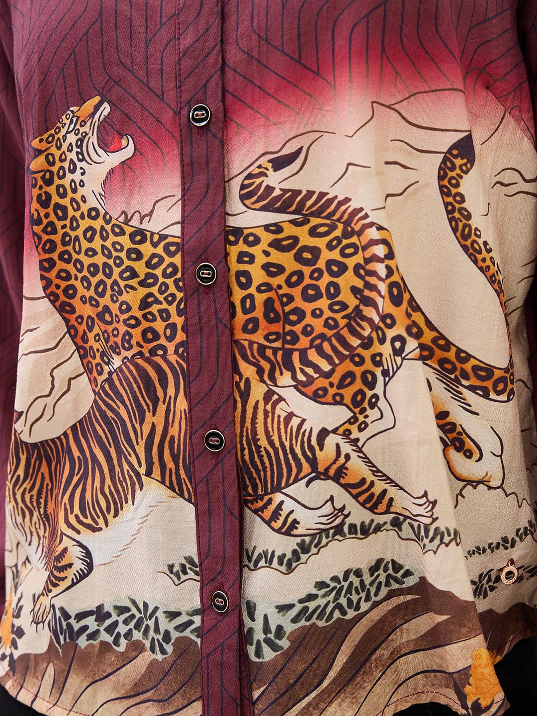 ICONIC Women Maroon Printed Shirt Collar Regular Fit Shirt